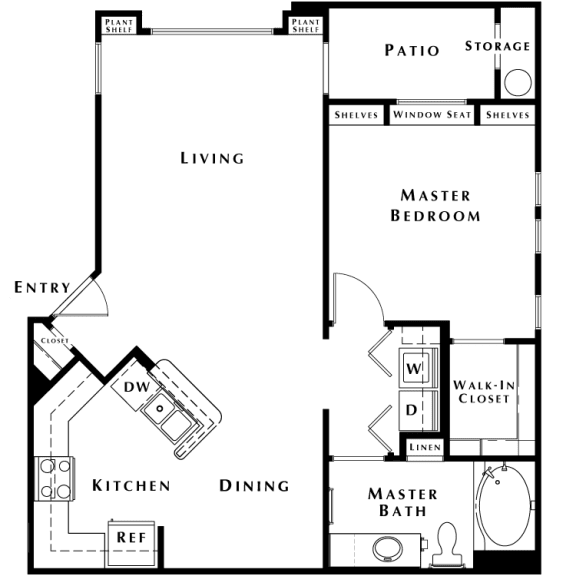 1 Bed Floor Plan at The Pavilions by Picerne, Nevada