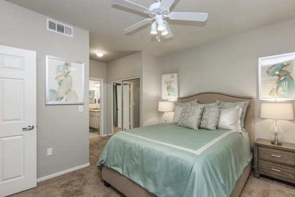 Bedroom With Ceiling Fan at The Covington by Picerne, Nevada, 89139