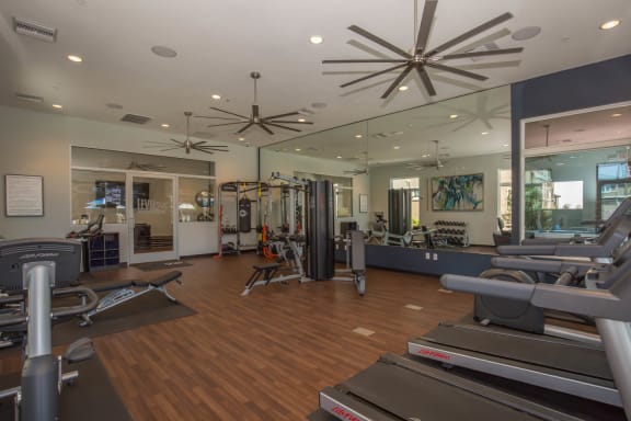 Gym with equipment at Level 25 at Oquendo by Picerne, Las Vegas, NV