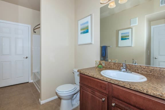 Renovated Bathrooms With Quartz Counters at The Preserve by Picerne, N Las Vegas
