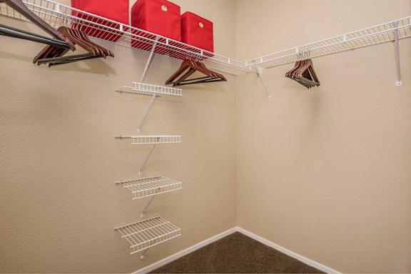 our spacious closets are stocked with clothes and accessories for our residents at our apartments at The Belmont by Picerne, Las Vegas, NV