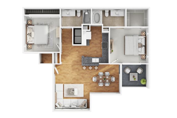 a floor plan of a house with furniture and a wooden floor at The Summit by Picerne, Nevada, 89052