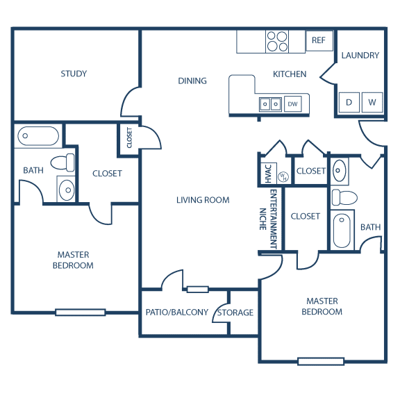 2B Floor Plan at Grand Reserve at Columbus Apartments in Columbus, Georgia, GA