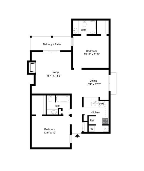 Floor Plan B2 at Davenport Apartments in Dallas, TX