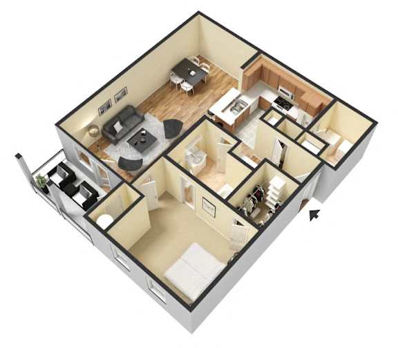 A1 (Corporate) Floor Plan at Island Park Apartments in Shreveport, Louisiana, LA