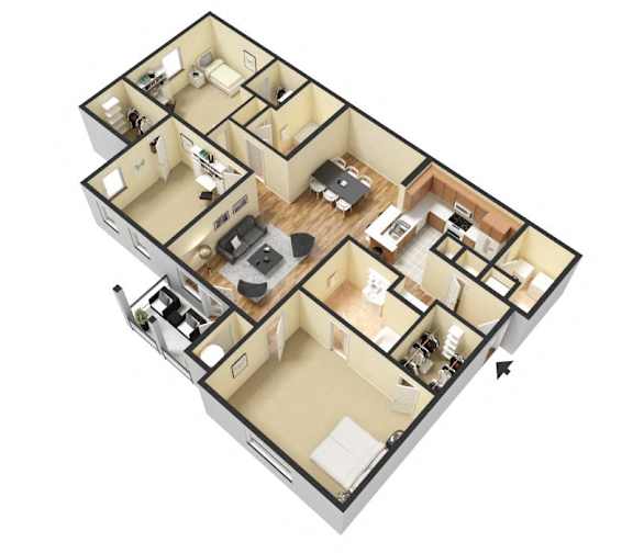 C1 (Corporate) Floor Plan at Island Park Apartments in Shreveport, Louisiana, LA
