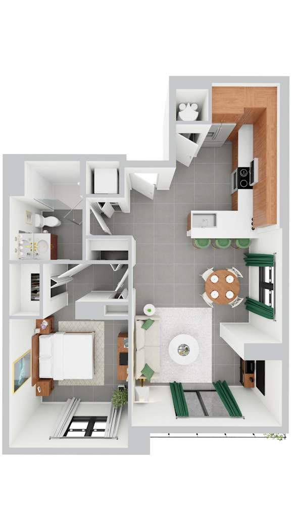 A12, 1 bed 1 bath + den | Alvorada on the Bay in North Miami Beach, FL