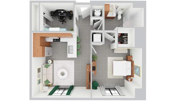 A14, 1 bed 1 bath + den | 801 sq ft | Alvorada on the Bay in North Miami Beach, FL