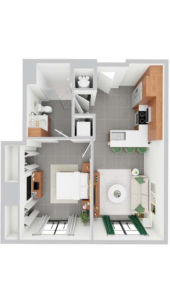 A3, 1 bed, 1 bath | 591 sq ft | Alvorada on the Bay in North Miami Beach, FL