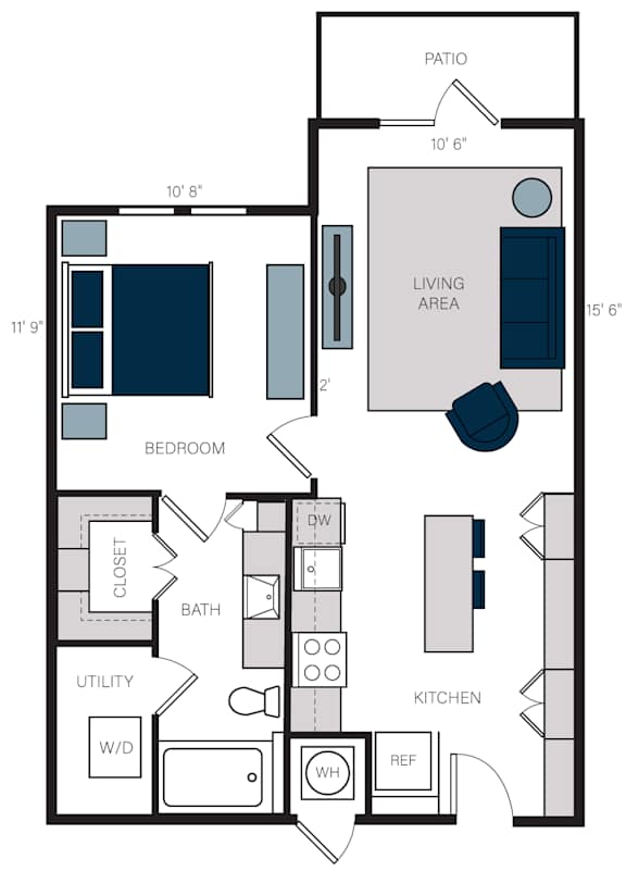 A2, 1Bed/1Bath, 720 sq. ft. at the Alastair at Aria Village Apartments in Sandy Springs, GA