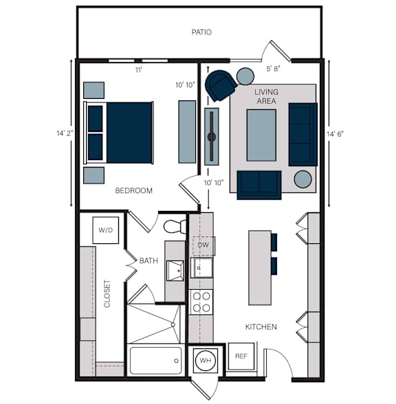 A3, 1Bed/1Bath, 766 sq. ft. at the Alastair at Aria Village Apartments in Sandy Springs, GA