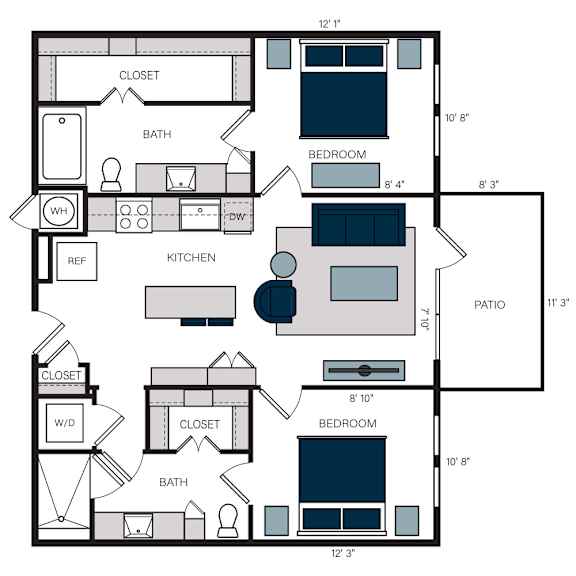 B1, 2Bed/2Bath, 1,008 sq. ft. at the Alastair at Aria Village Apartments in Sandy Springs, GA