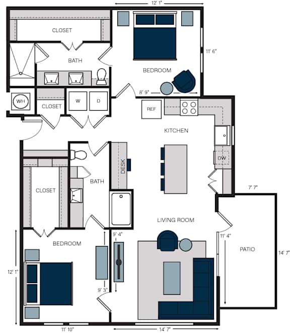 B10, 2Bed/2Bath, 1283 sq. ft. at The Alastair at Aria Village Apartments in Sandy Springs, GA