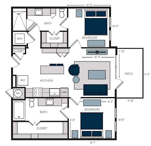 B2, 2Bed/2Bath, 1,058 sq. ft. at the Alastair at Aria Village Apartments in Sandy Springs, GA