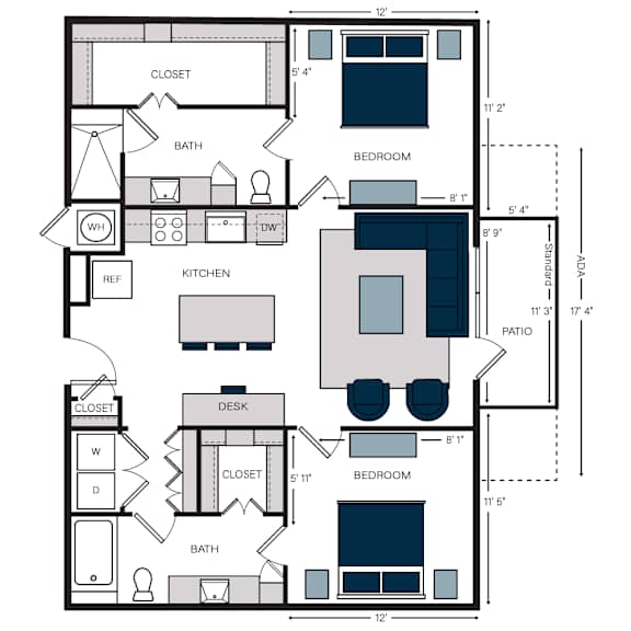 B3, 2Bed/2Bath, 1,134 sq. ft. at the Alastair at Aria Village Apartments in Sandy Springs, GA