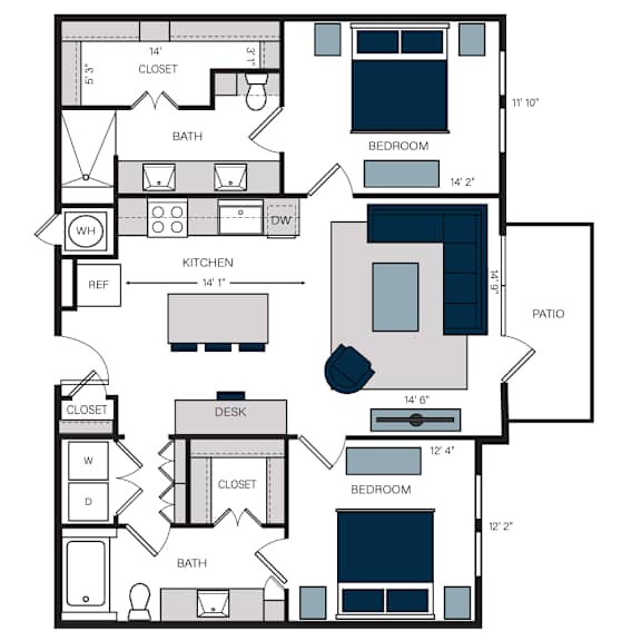 B4, 2Bed/2Bath, 1,190 sq. ft. at the Alastair at Aria Village Apartments in Sandy Springs, GA