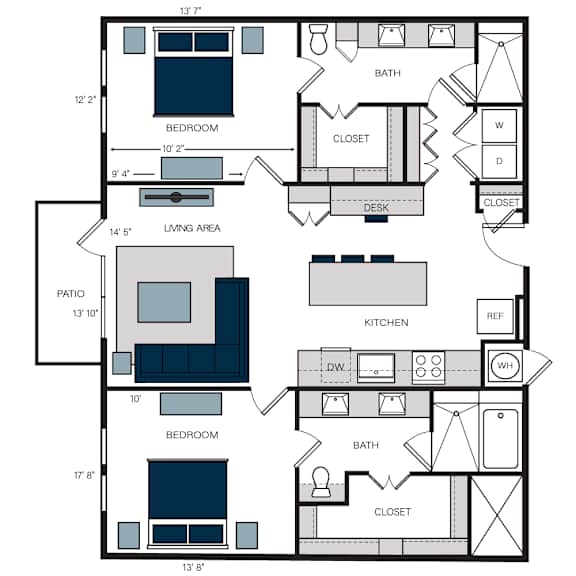 B5, 2Bed/2Bath, 1,296 sq. ft. at the Alastair at Aria Village Apartments in Sandy Springs, GA