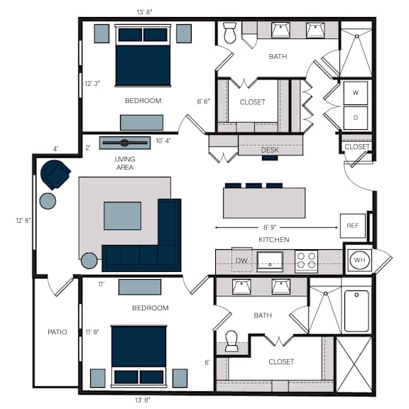B6, 2Bed/2Bath, 1,380 sq. ft. at the Alastair at Aria Village Apartments in Sandy Springs, GA