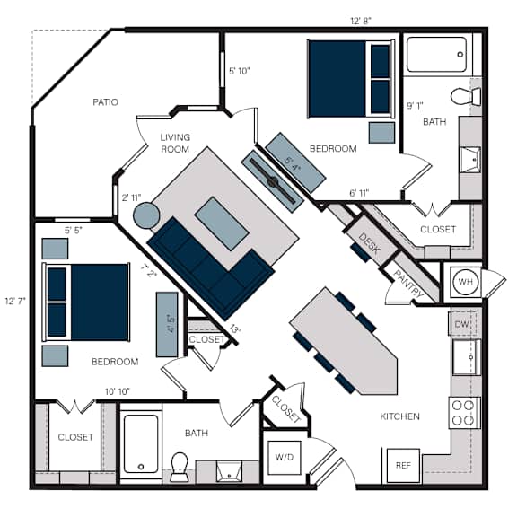 B7, 2Bed/2Bath, 1,136 sq. ft. at the Alastair at Aria Village Apartments in Sandy Springs, GA