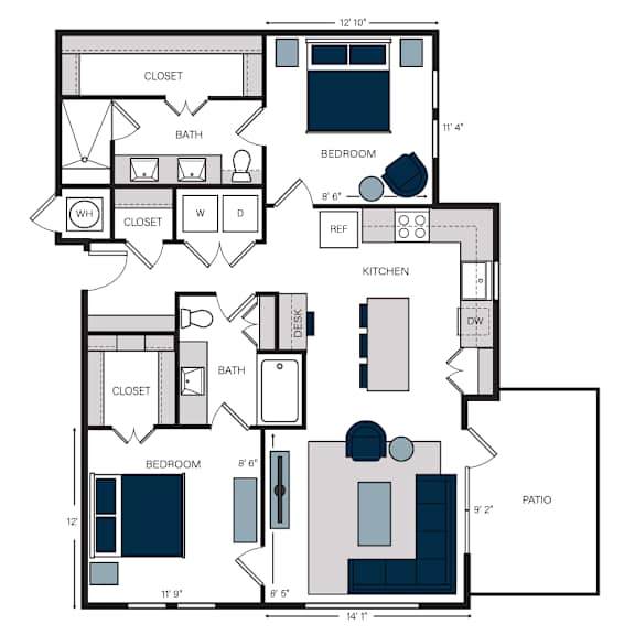 B8, 2Bed/2Bath, 1,191 sq. ft. at the Alastair at Aria Village Apartments in Sandy Springs, GA
