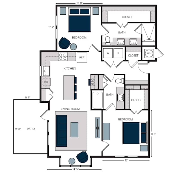 B9, 2Bed/2Bath, 1,228 sq. ft. at the Alastair at Aria Village Apartments in Sandy Springs, GA