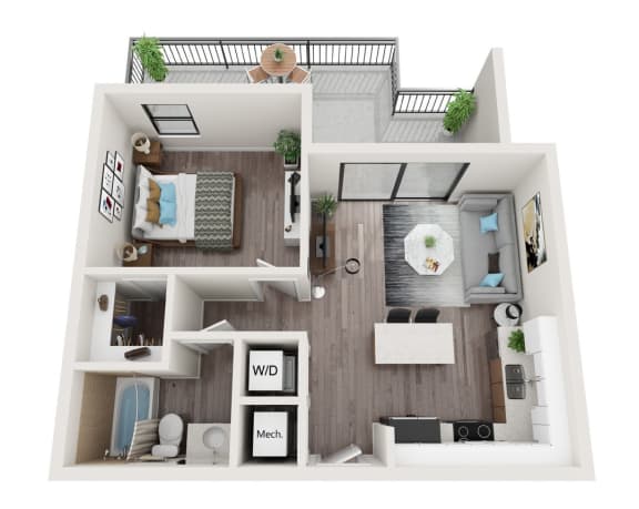 A1 Floor Plan at Alameda West, Miami, 33144