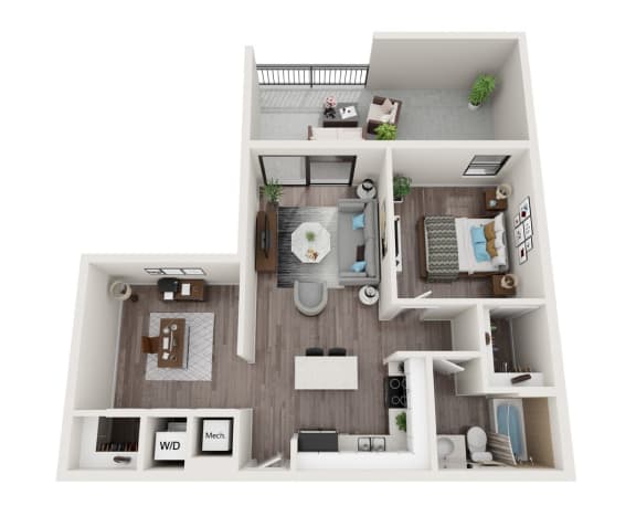 A13D Floor Plan at Alameda West, Miami, FL, 33144