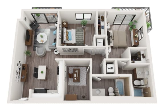 B13D Floor Plan at Alameda West, Florida, 33144