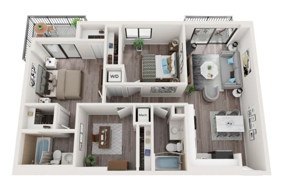 B14D Floor Plan at Alameda West, Miami, FL, 33144