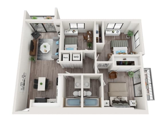 B16D Floor Plan at Alameda West, Miami, 33144