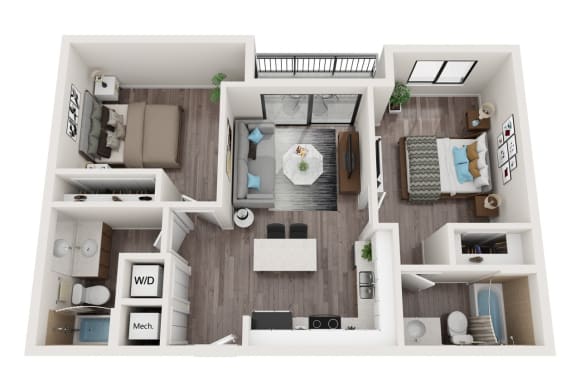 B2 Floor Plan at Alameda West, Miami, 33144