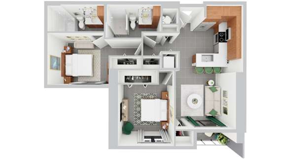 B, 2 bed 1 bath | 834 sq ft | Alvorada on the Bay in North Miami Beach, FL