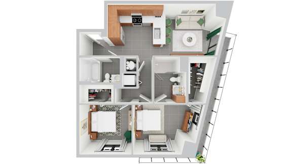 B1 2 bed 2 bath | 835 - 840 sq ft | Alvorada on the Bay in North Miami Beach, FL