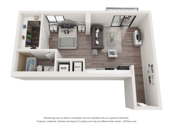 0 Bedroom 1 Bathroom Floor Plan B at Bay Village1, Palmetto Bay, Florida