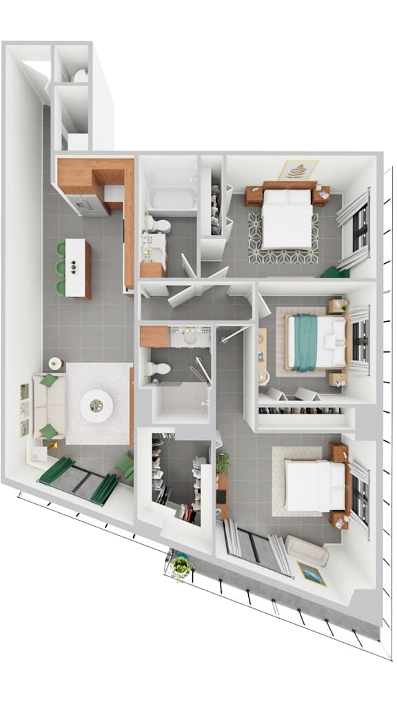 C, 3 bed 2 bath | 1224 sq ft | Alvorada on the Bay in North Miami Beach, FL