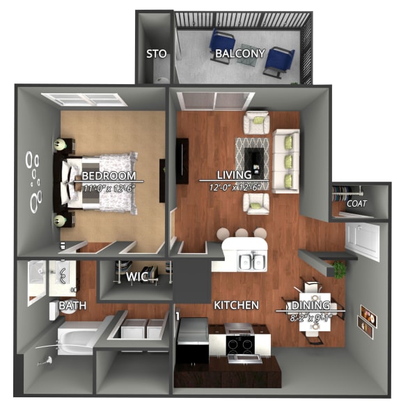 A1 Floor Plan at Creekside on Parmer Lane Apartments in Austin, Texas, TX
