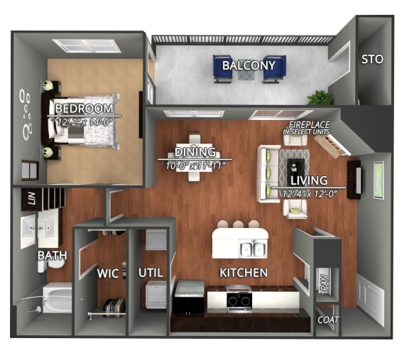 A4 Floor Plan at Creekside on Parmer Lane Apartments in Austin, Texas, TX