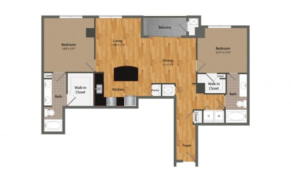 B1 floor plan at Dominion Post Oak in Houston, TX