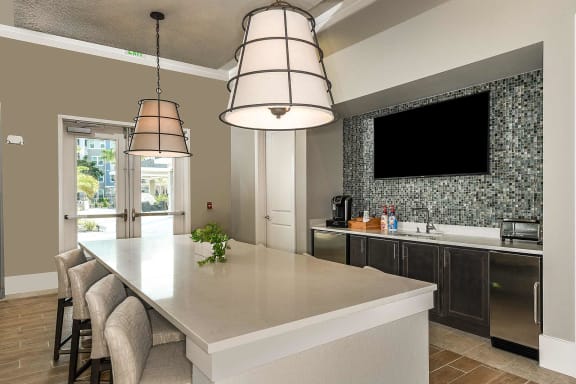 Clubhouse Kitchen at Dunedin Commons apartments in Dunedin FL