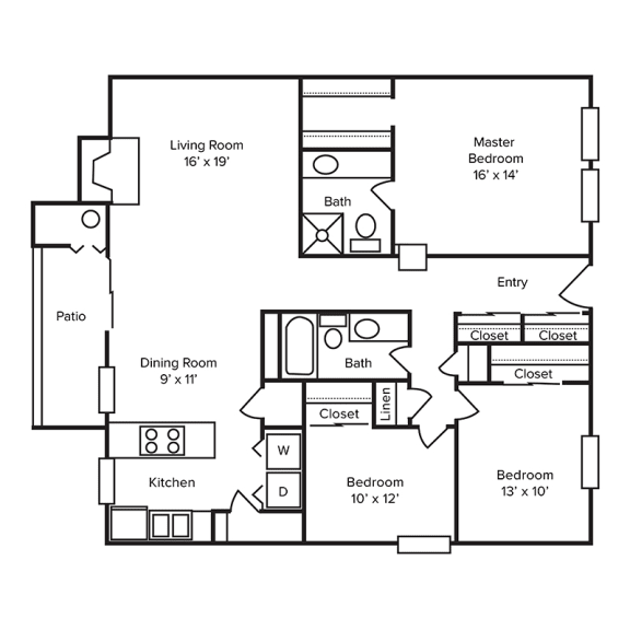 C2B Floor Plan at Dunwoody Pointe Apartments in Sandy Springs, Georgia, GA