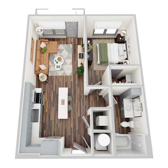 A1-2s, 1Bed/1Bath, 667 sq. ft. at the Epoch on Eagle Apartments in Denton, TX