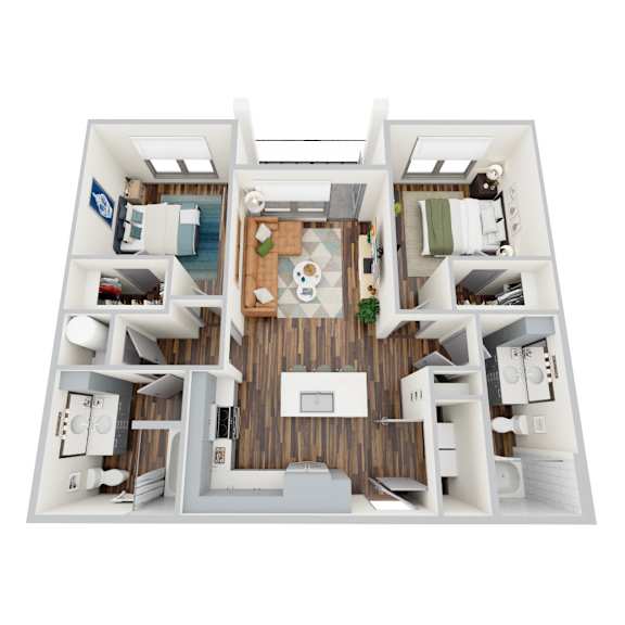 B1, 2Bed/2Bath, 966 sq. ft. at the Epoch on Eagle Apartments in Denton, TX