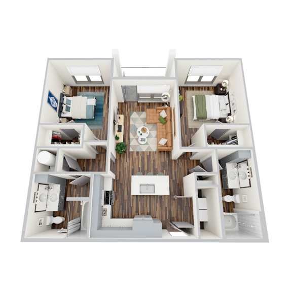 B1-3, 2Bed/2Bath, 1039 sq. ft. at the Epoch on Eagle Apartments in Denton, TX