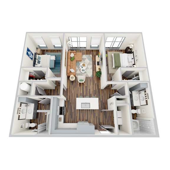 B1-4, 2Bed/2Bath, 1019 sq. ft. at the Epoch on Eagle Apartments in Denton, TX