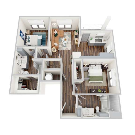 B6, 2Bed/2Bath, 1048 sq. ft. at the Epoch on Eagle Apartments in Denton, TX
