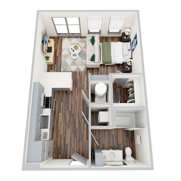 S2-2, Studio/1Bath, 600 sq. ft. at the Epoch on Eagle Apartments in Denton, TX