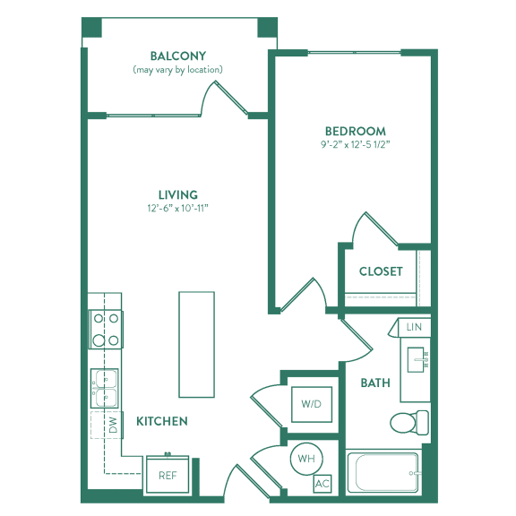 A1, 1Bed/1Bath, 616 sq. ft. at the Epoch on Eagle Apartments in Denton, TX