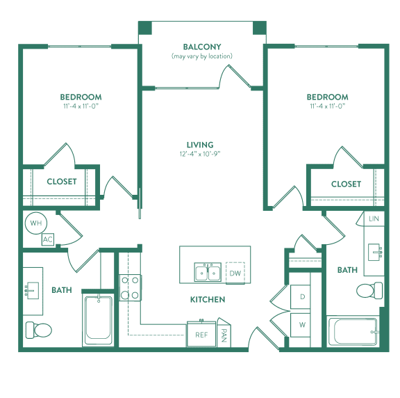 B1, 2Bed/2Bath, 966 sq. ft. at the Epoch on Eagle Apartments in Denton, TX