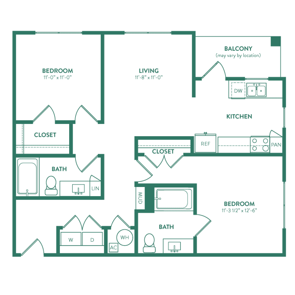 B2, 2Bed/2Bath, 940 sq. ft. at the Epoch on Eagle Apartments in Denton, TX