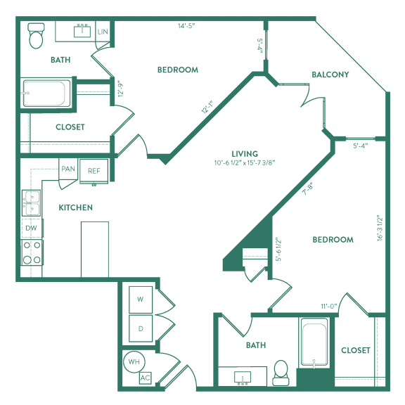 B3, 2Bed/2Bath, 1073 sq. ft. at the Epoch on Eagle Apartments in Denton, TX